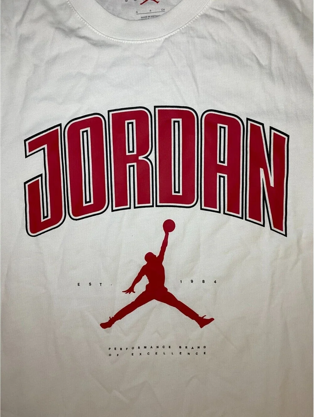 Air Jordan T Shirt Mens Small White Cotton Jumpman Graphic Crew Neck Performance